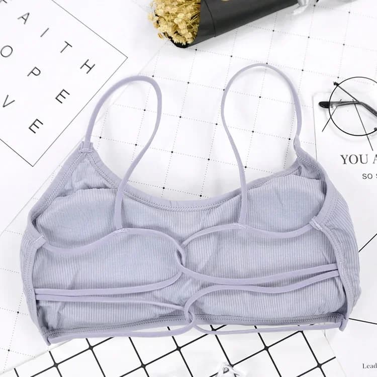 Soutien-gorge de sport amovible sans armatures, avec bretelles fines élastiques, dos élégant, rembou
