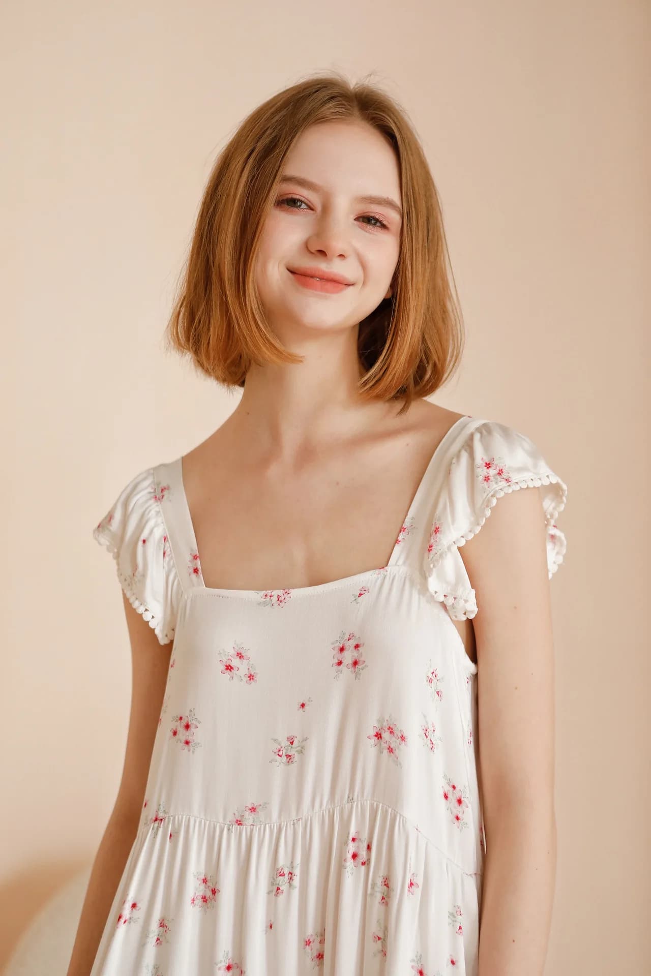 Chemise de nuit suspendue en satin pour femme, jolie robe de nuit imprimée douce, confortable, chemi