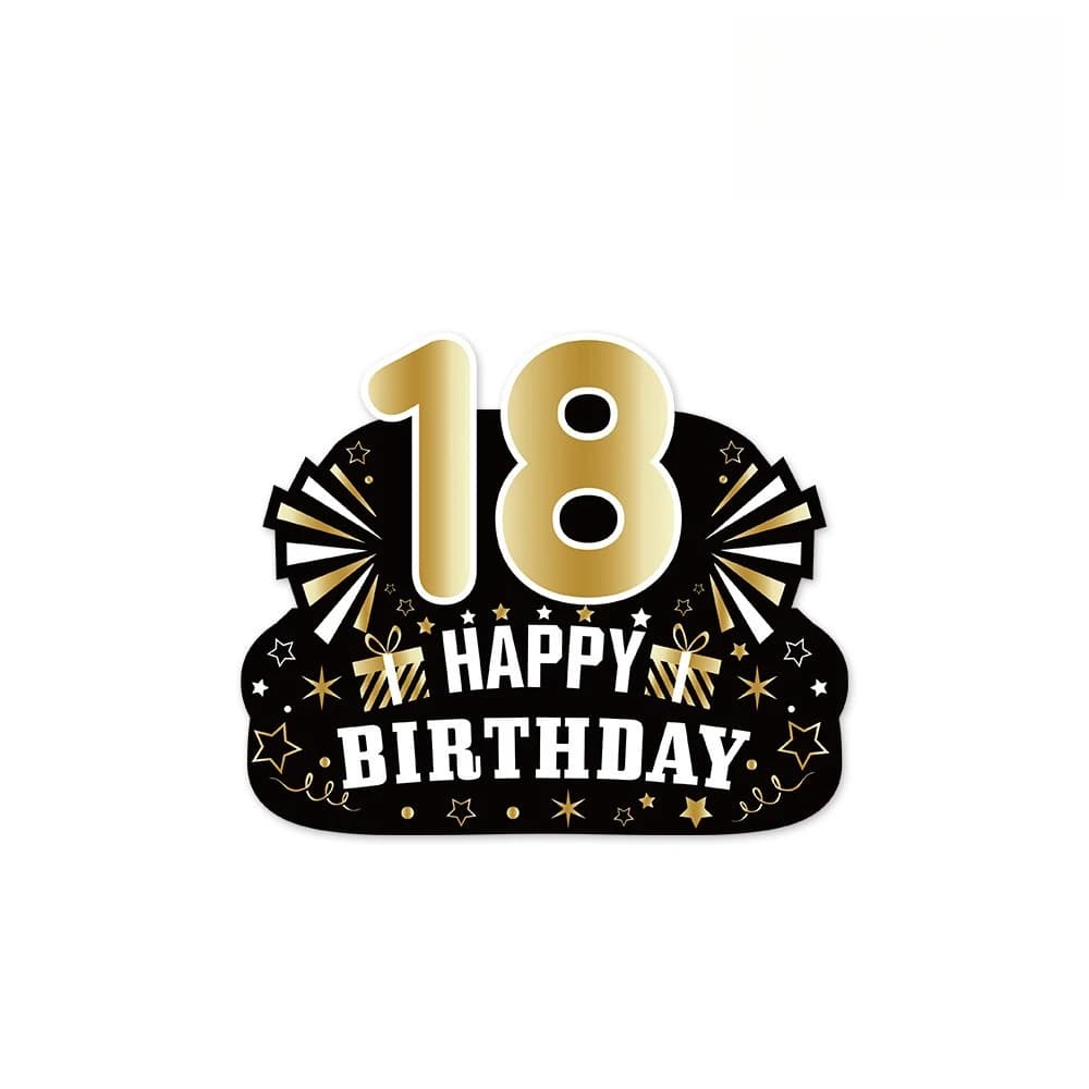 Chapeau en papier noir et or pour fête d'anniversaire 18-80 ans, accessoires photo pour enfants et a