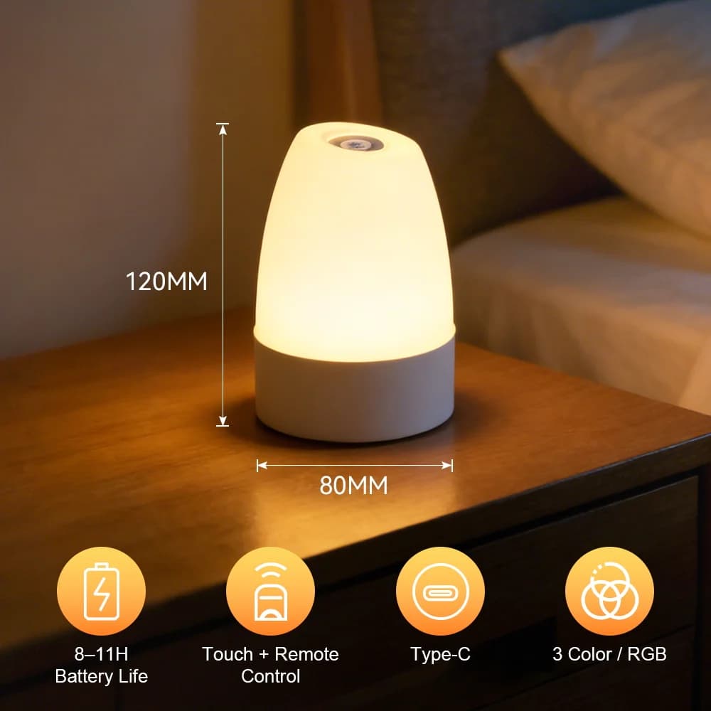 Lampe de nuit à commande tactile, rechargeable par USB, à intensité variable, lampe tactile portable