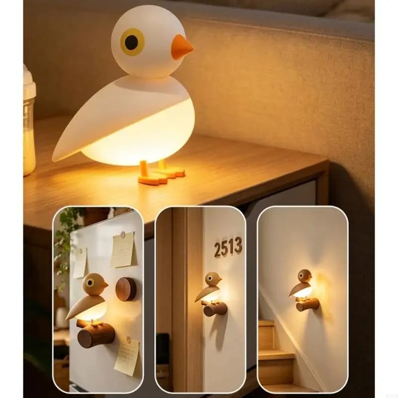 Lampe nuit avec capteur mouvement, Rechargeable en forme d'oiseau, lumière d'ambiance à Base magnéti