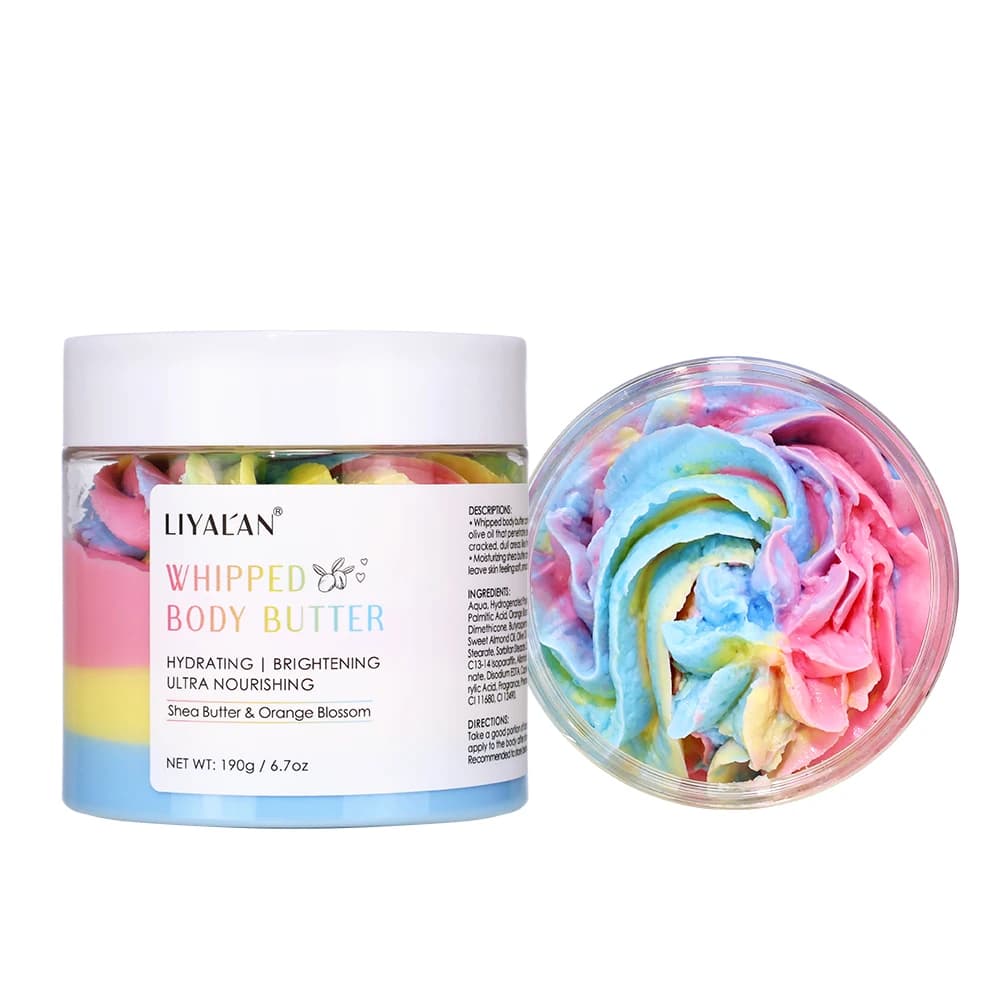 Poupée Linge fouettée arc-en-ciel, peau éclaircissante, nourrissante, hydratante, vegan, huile d'oli