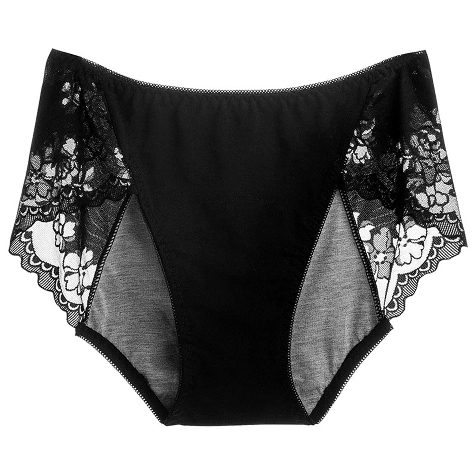 Culotte menstruelle respirante en dentelle, couleur unie, pour femme
