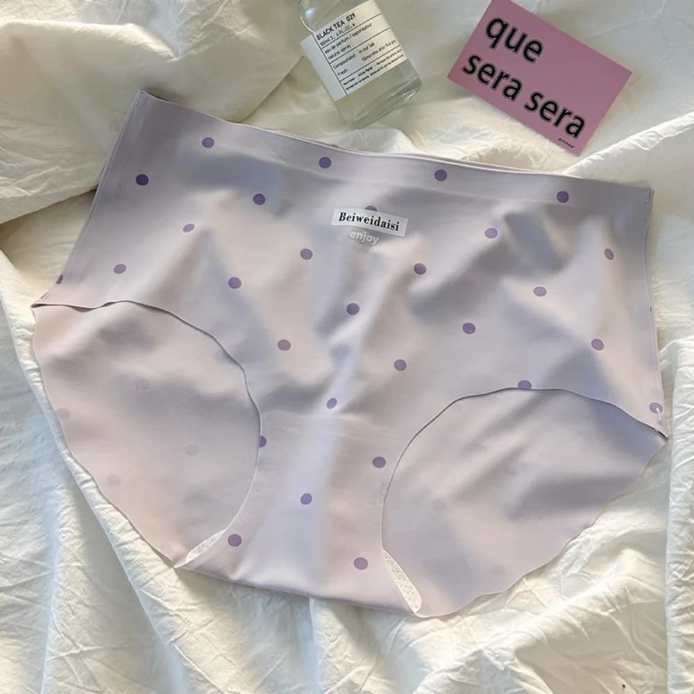 Culottes Douces en Soie Glacée à Pois Taille Moyenne pour Femme – Sous-vêtements Confortables et San