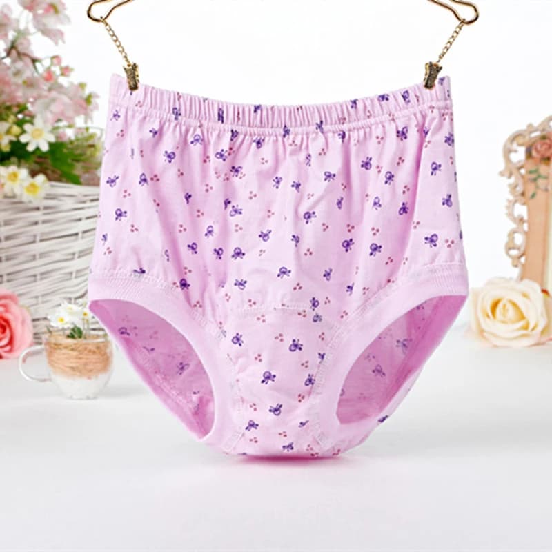 Culotte florale taille haute pour femmes d'âge moyen et hommes âgés, sous-vêtements en coton respira