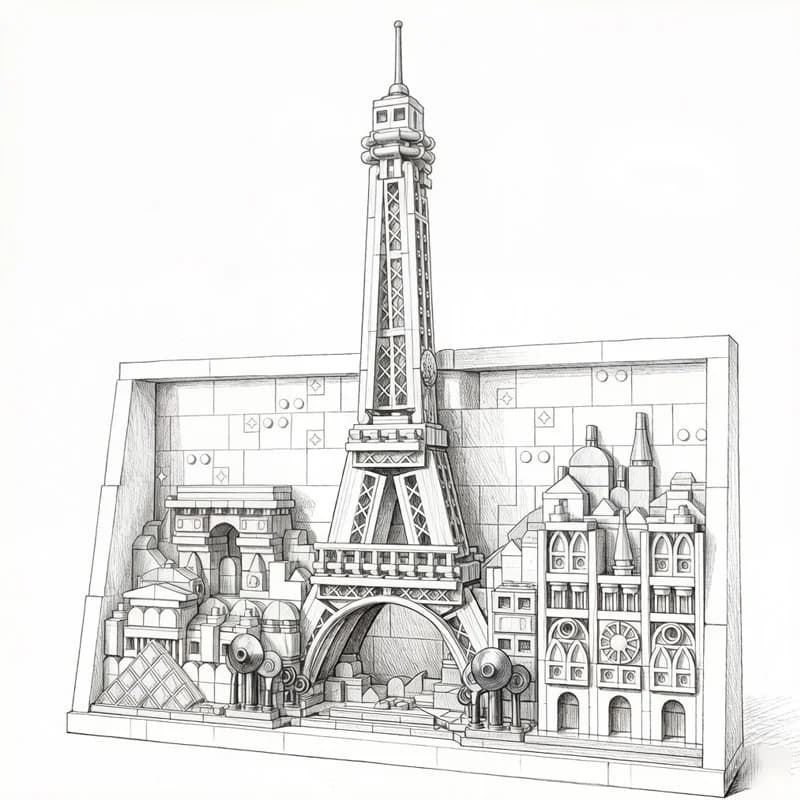 Kit de Modélisme Détail du Paris Amoureux – Collection Thème Haute Qualité – Cadeau d'Anniversaire p