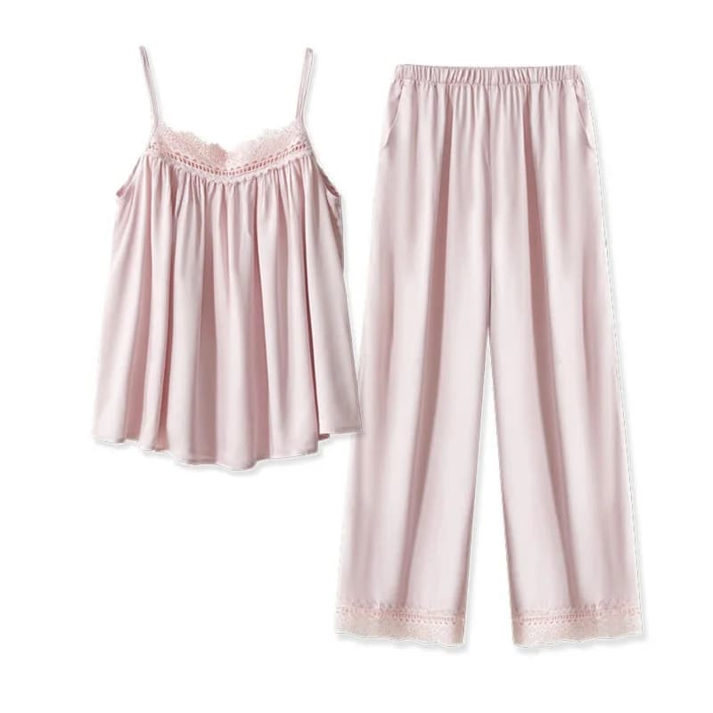 Ensemble pyjama sans manches en Viscose pour femmes, nouvelle mode, pantalon Long, bretelles Spaghtt