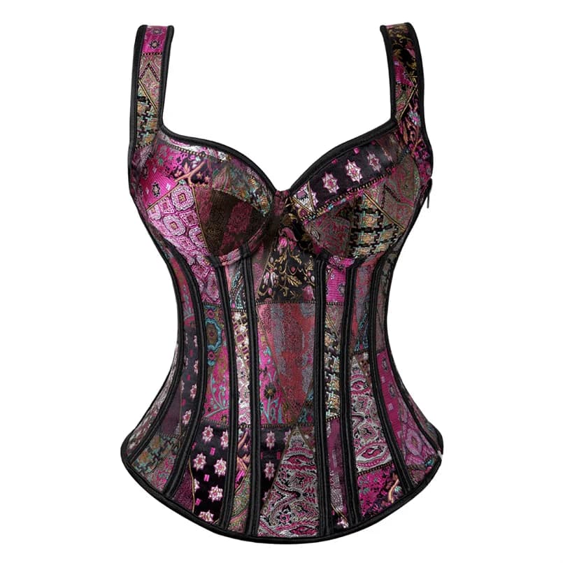 Corset Jacquard à lacets pour femme, serre-taille, lingerie vintage, corset Renaissance avec bretell