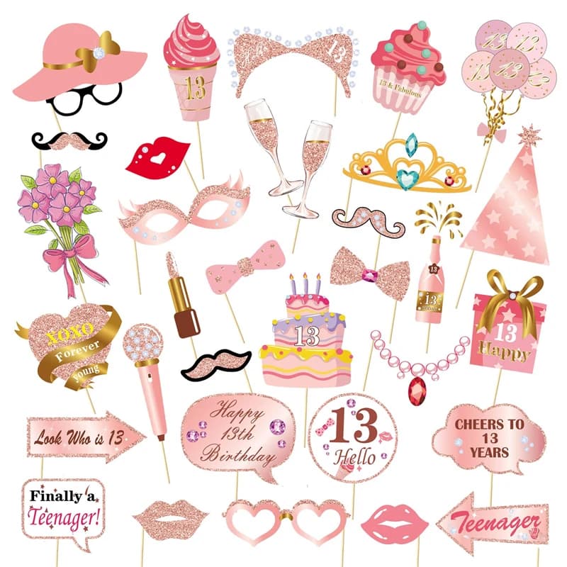 Accessoires de photomaton pour filles et femmes, fête d'anniversaire adulte, fournitures de travaill