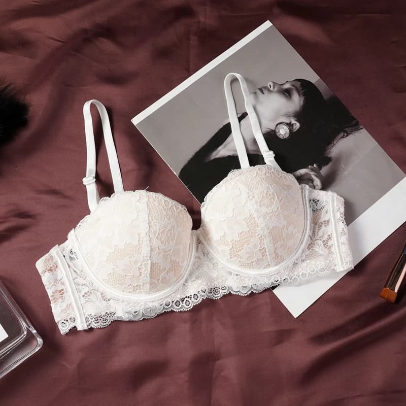 Soutien-gorge Sexy en dentelle française pour femmes, petits seins, Push-up réglable, demi-tasse, do