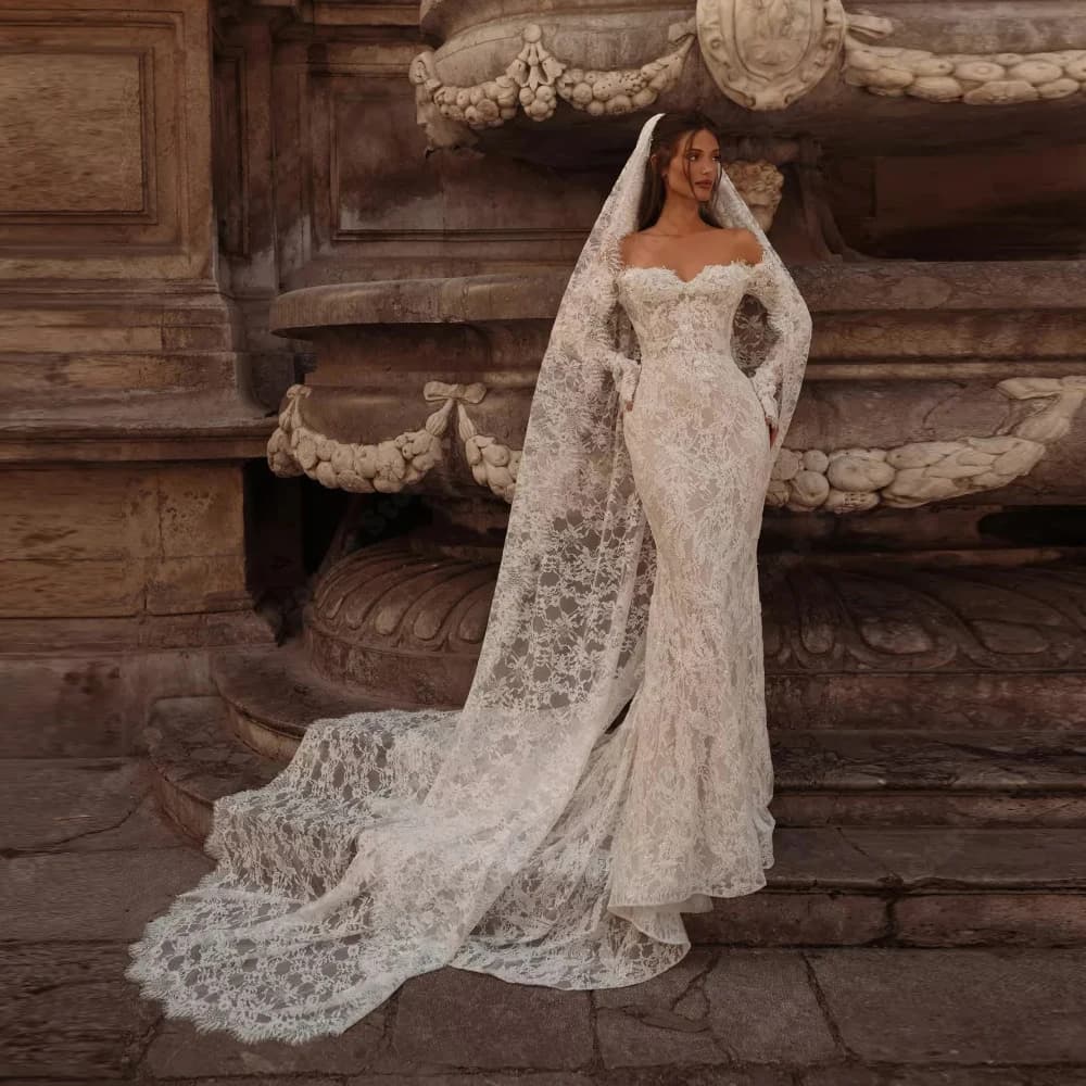 Robe De mariée sirène élégante et Sexy, sans manches, épaules dénudées, dos nu, pour Banquet, person