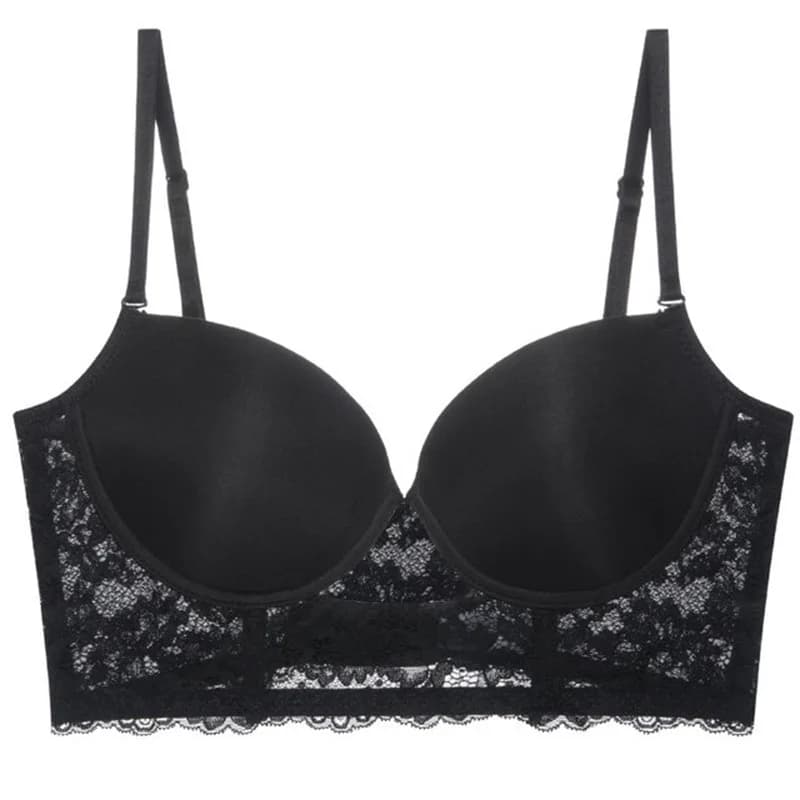 Soutien-gorge Push Up femmes Sexy dentelle plongeant brassière levage profond en forme de U dos nu s