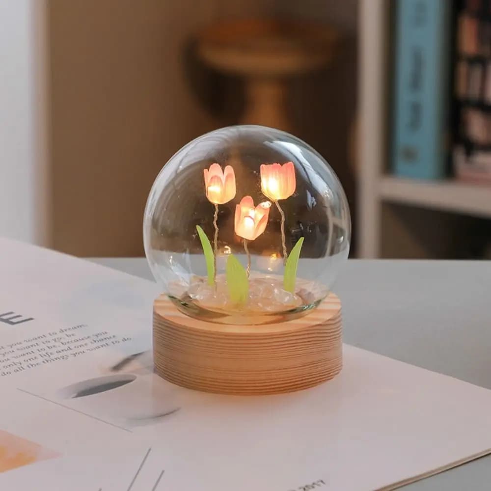 Tulipe veilleuse mignon lampe florale chambre décor saint valentin cadeau Lampara tulipanes petite a