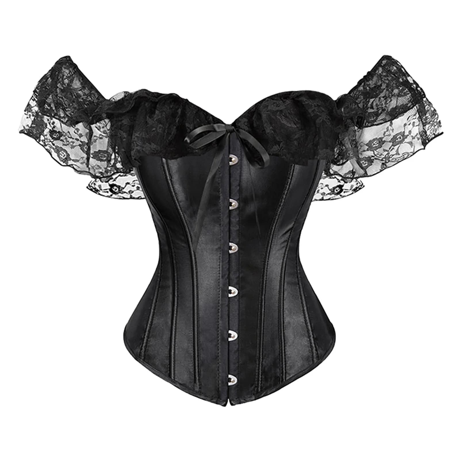 Grande taille 6XL élégant dentelle nœud papillon haut Corset pour les femmes été sans manches dos nu