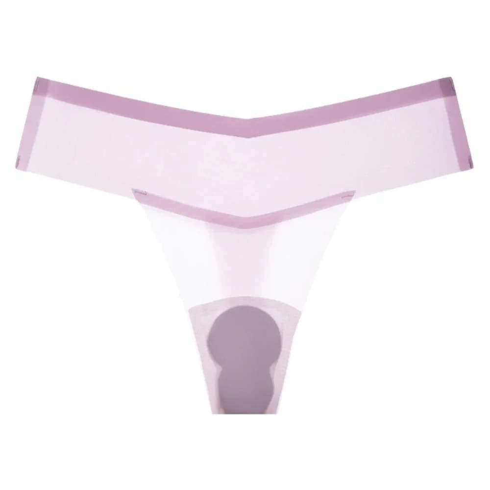 Culotte transparente en soie glacée taille basse, string fin anti-embarras pour le yoga et le fitnes