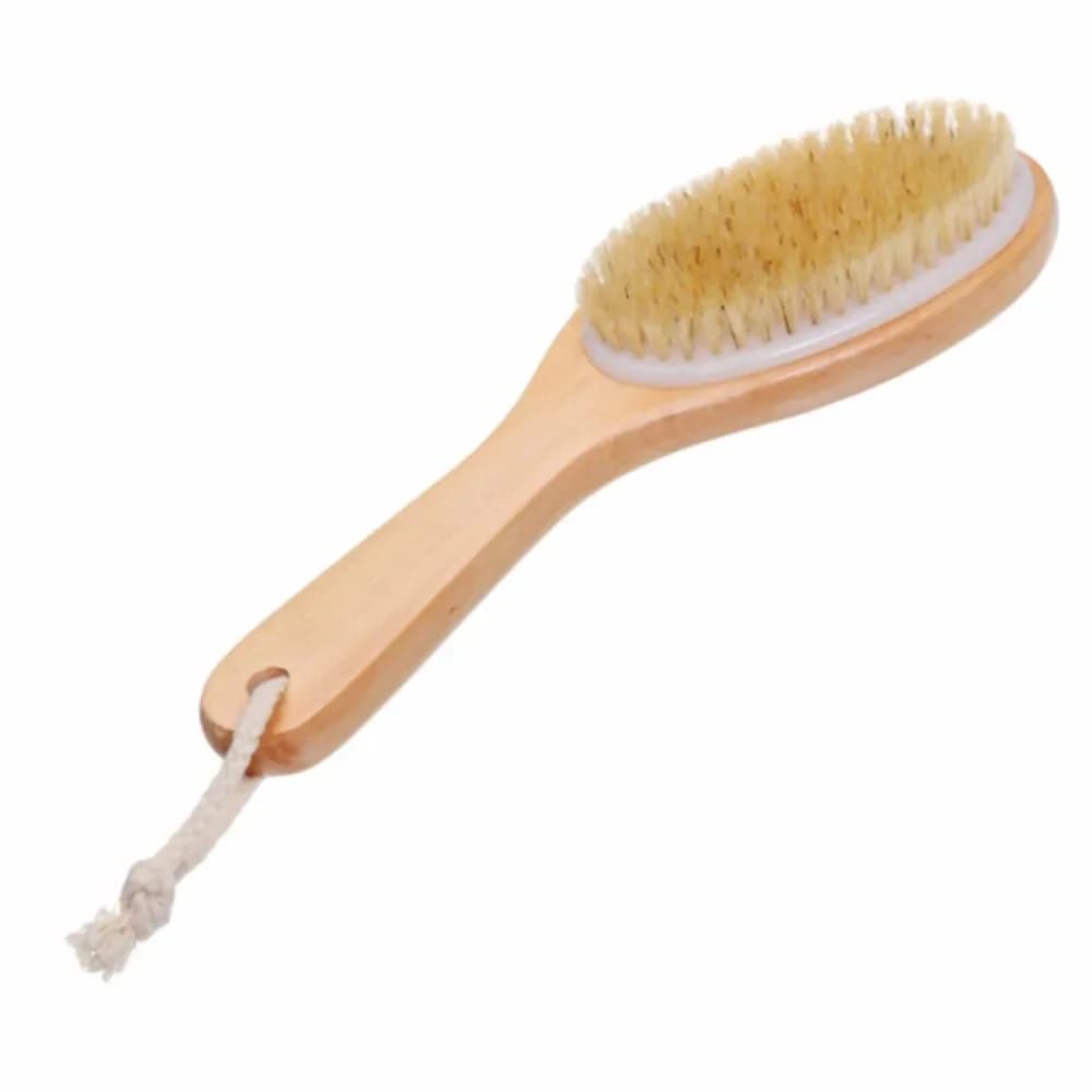 Brosse corporelle en poils de sanglier naturels pour Massage de la peau sèche  en bambou pour la dou