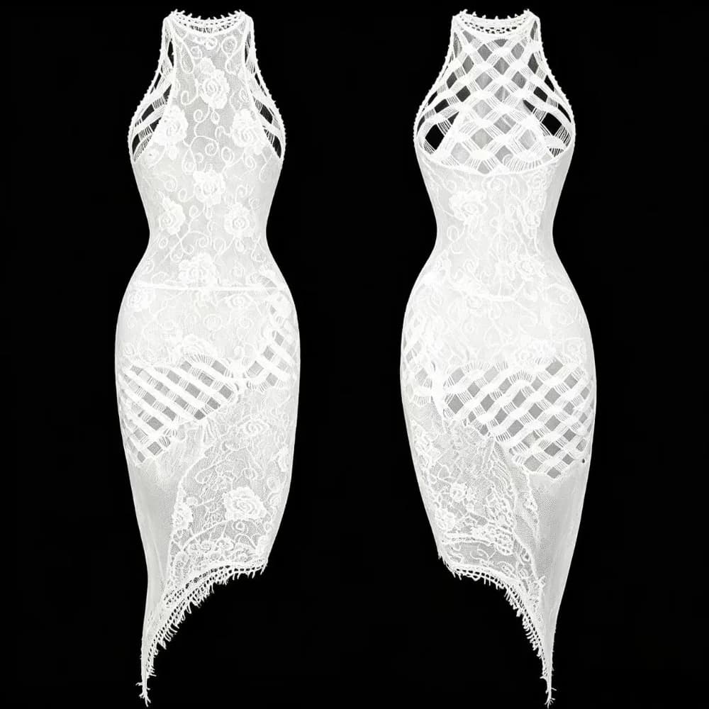 1 pièce Body de plage sexy pour femme, résille transparente, ajouré, à col licou, sans sous-vêtement