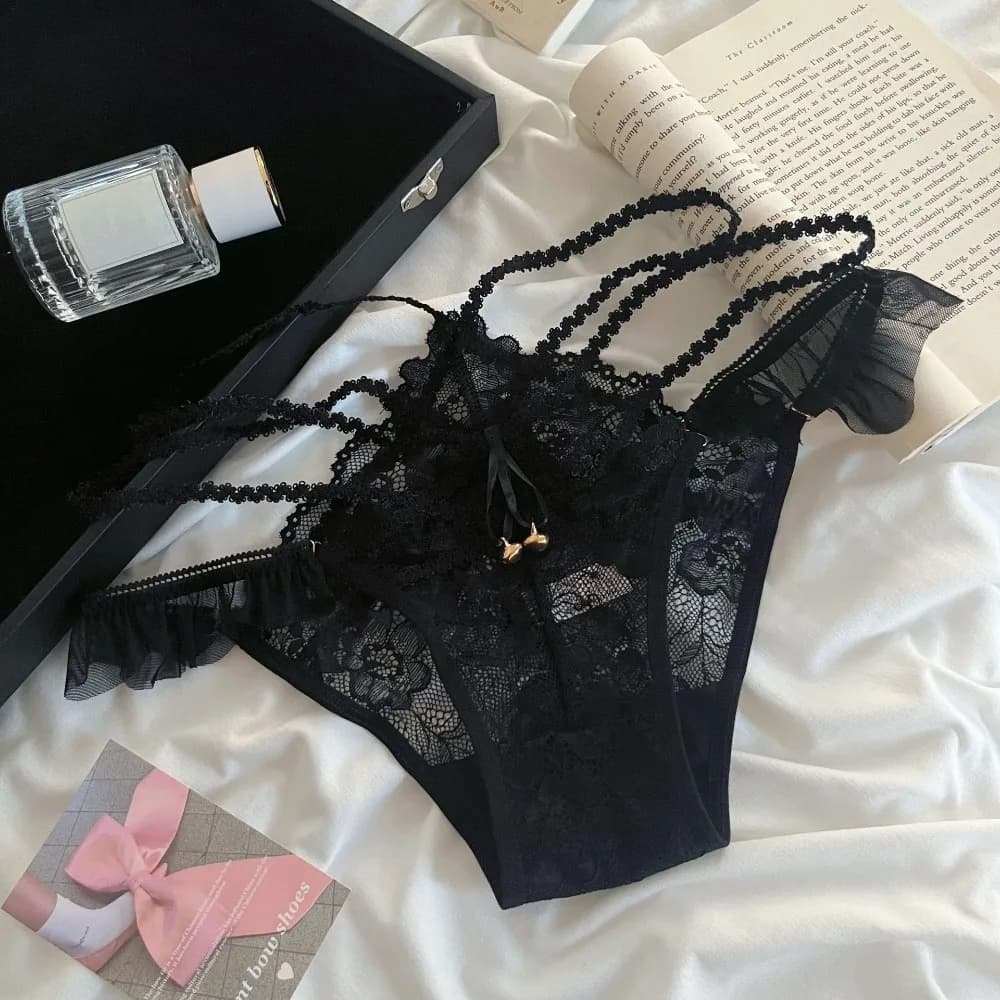 Doux avec cloche glace soie culotte string coton entrejambe dentelle nœud slips sans couture taille 