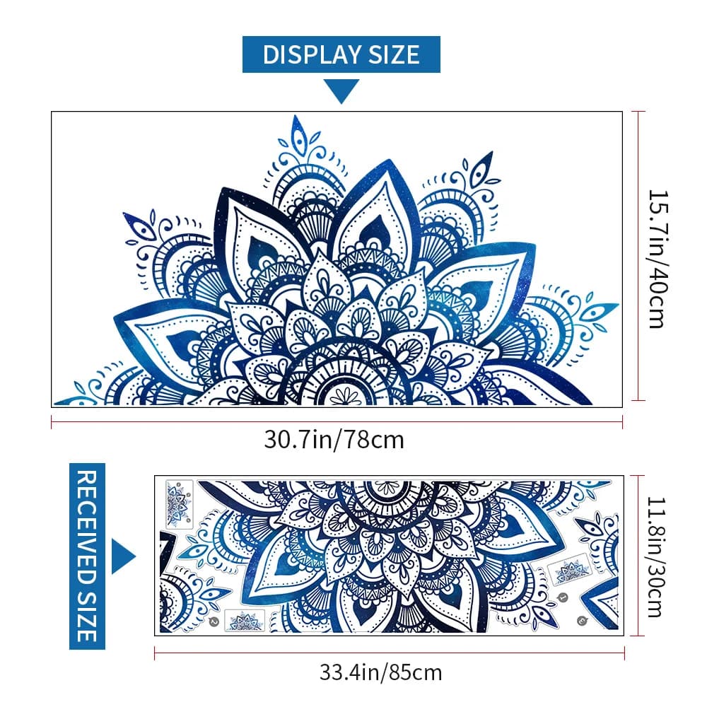 Autocollants muraux Mandala bleu foncé, pour salon, chambre à coucher, décoration murale, papier pei