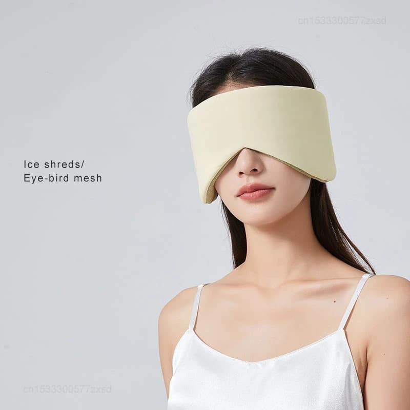 Masque de sommeil en soie glacée respirant, anti-fatigue, chaud et frais, double face, occultant, ré