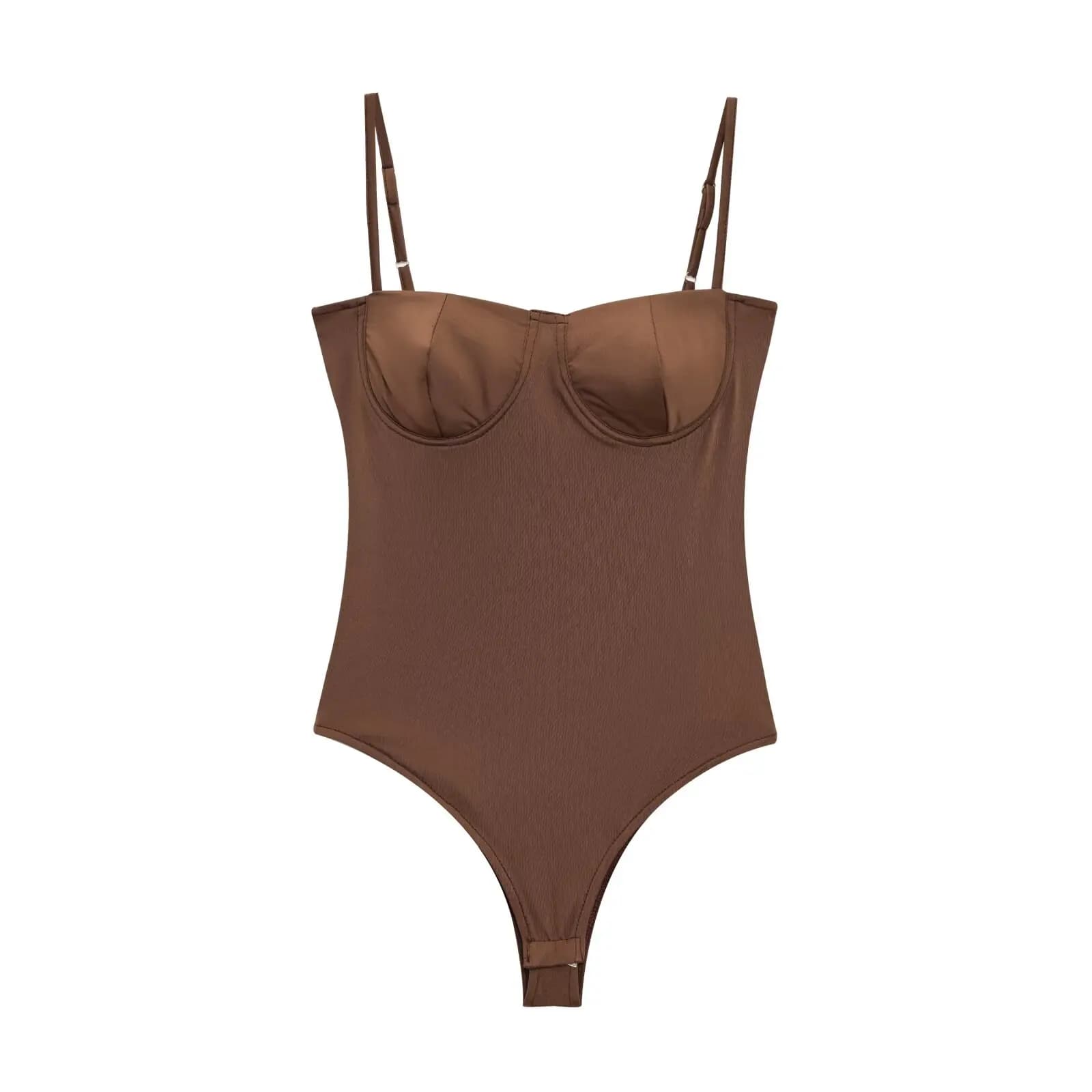 Zevity 2025 femmes Sexy Spaghetti sangle Style intérieur vêtements de plage body dames doux mince ma