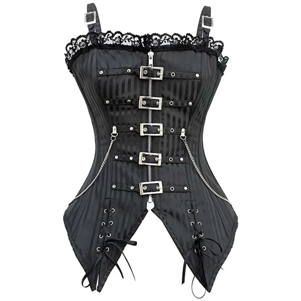 Corset Sexy en dentelle pour femmes, coupe basse, fermeture éclair, Bustier, gilet à bretelles, Styl