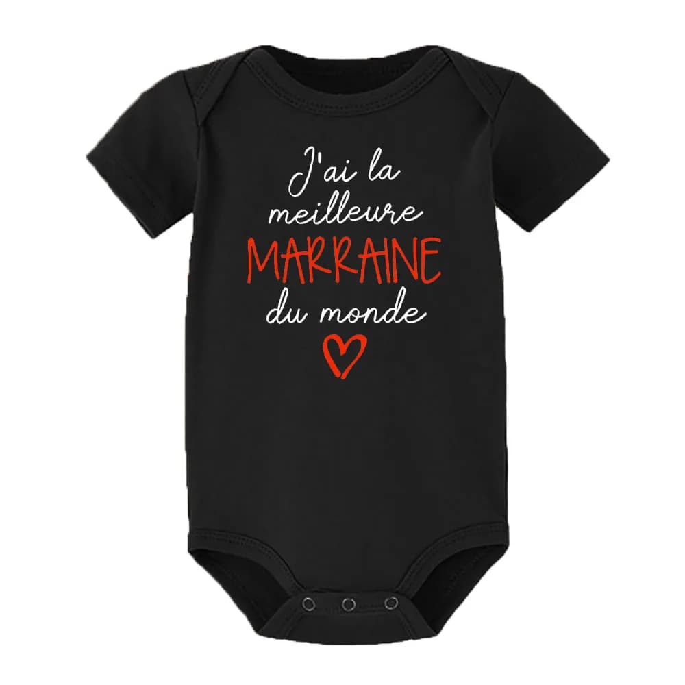 J'ai la meilleure marraine/père du monde, body pour nouveau-né, barboteuse amusante à manches courte