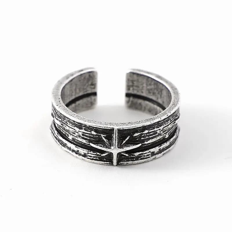 Bague rétro Stary Night Art pour hommes, couleur argent, Punk gothique, anneau ouvert réglable Rock,