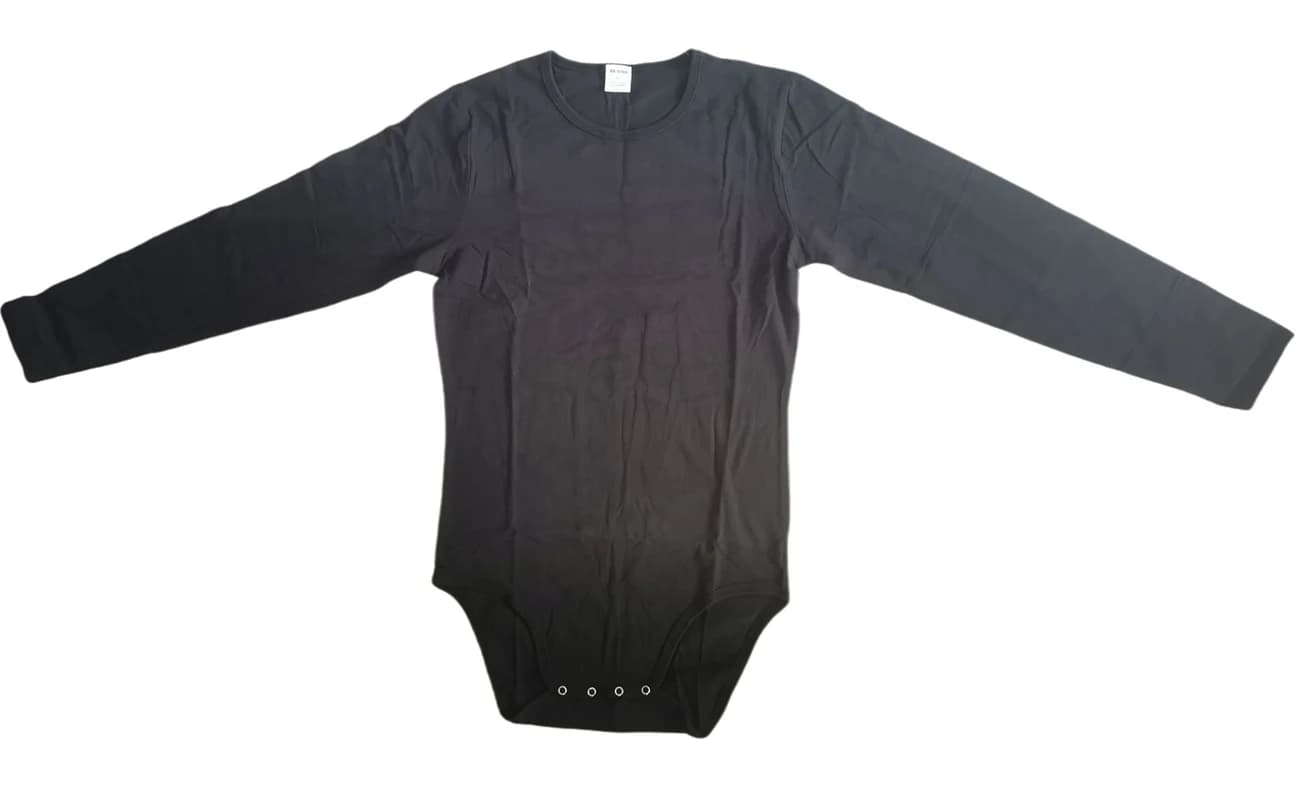 ABDL – body noir pour bébé adulte, avec boutons-pression, barboteuse à manches longues pour adulte, 
