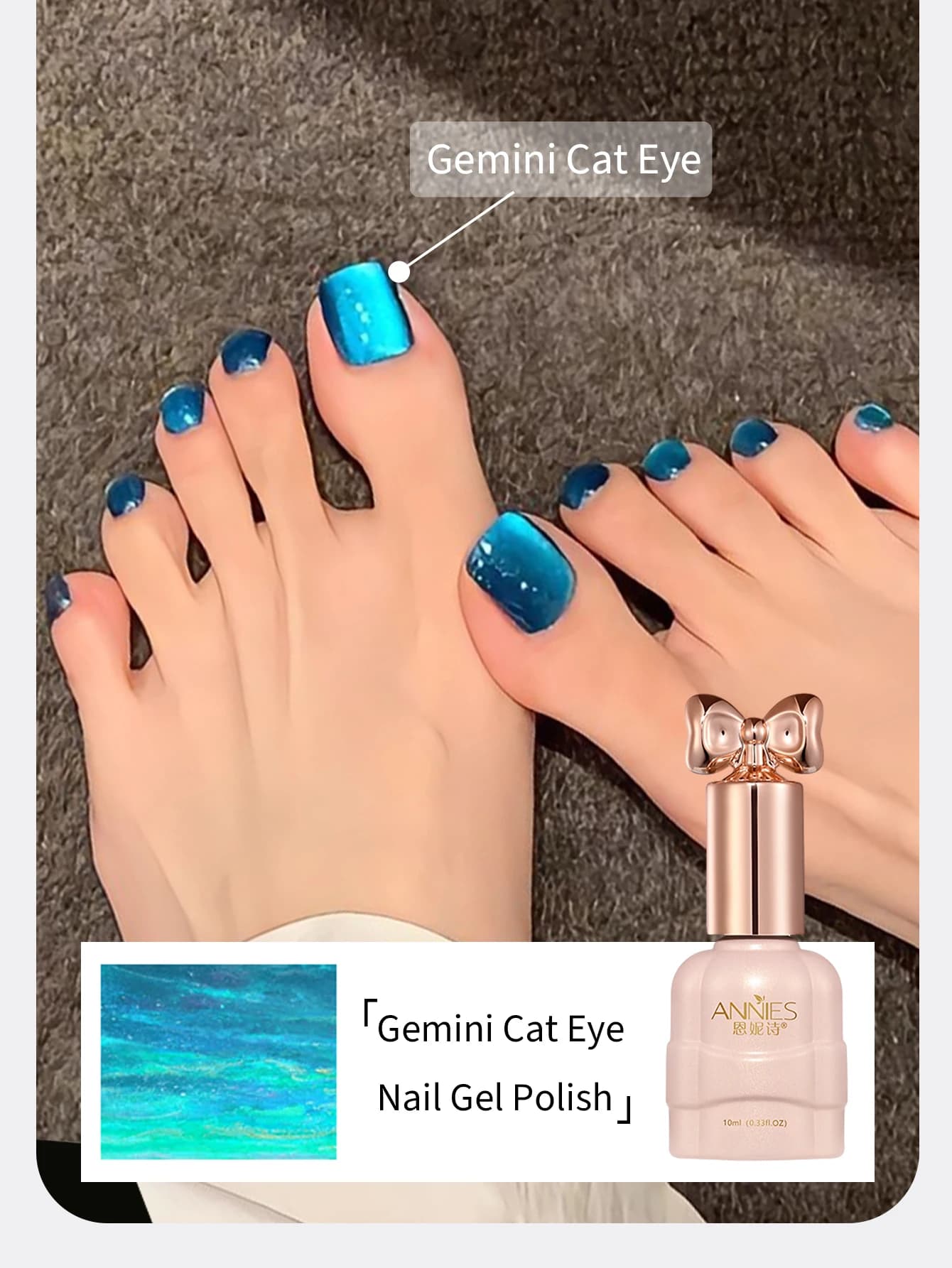 Vernis à ongles Gel magnétique chat bleu océan, gelée brillante, Transparent, couleur bleu mer, vern