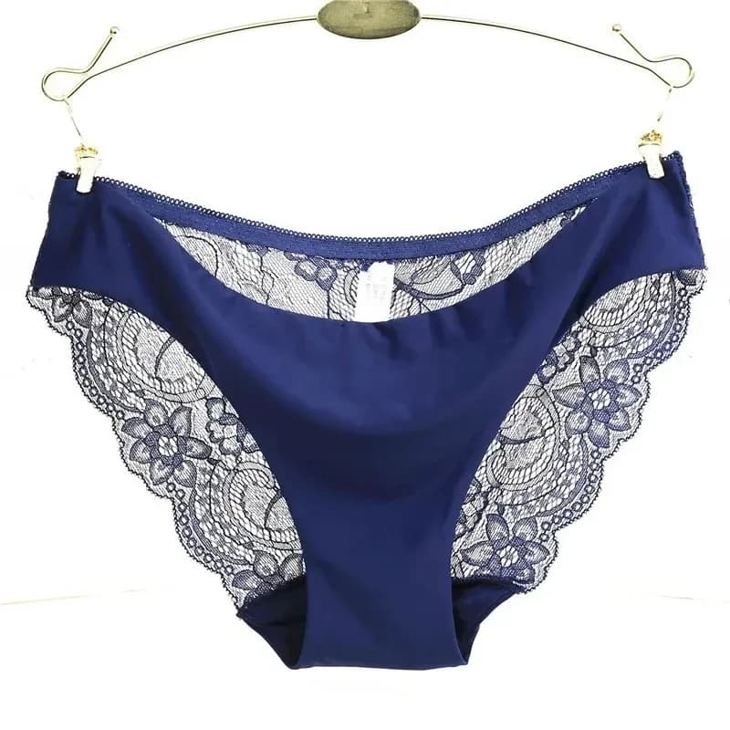 Culotte invisible pour femme en spandex, entrejambe en dentelle noire florale, sexy et sans couture