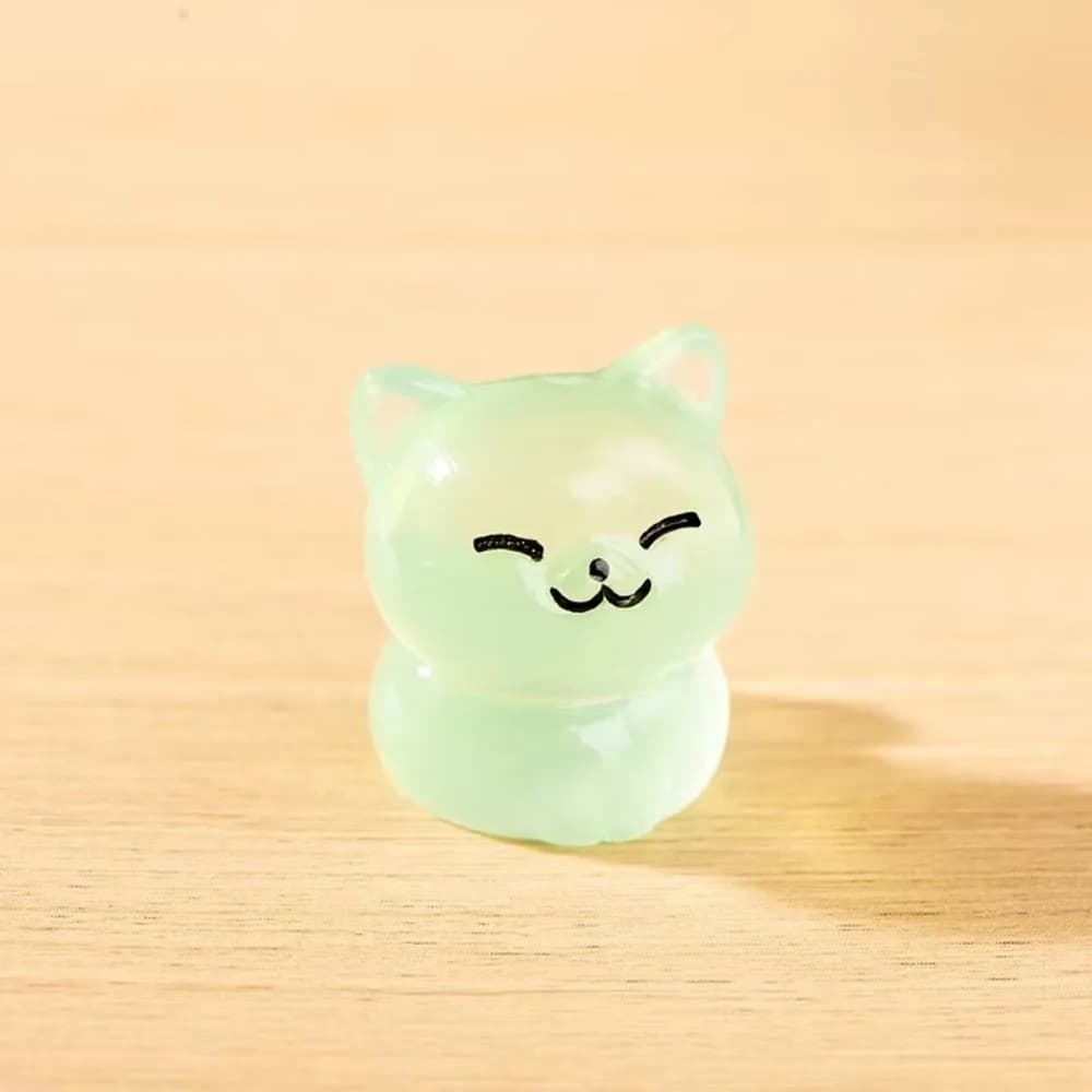 Figurines de chat lumineuses en résine, mignonnes, qui brillent la nuit, miniatures, animaux miniatu