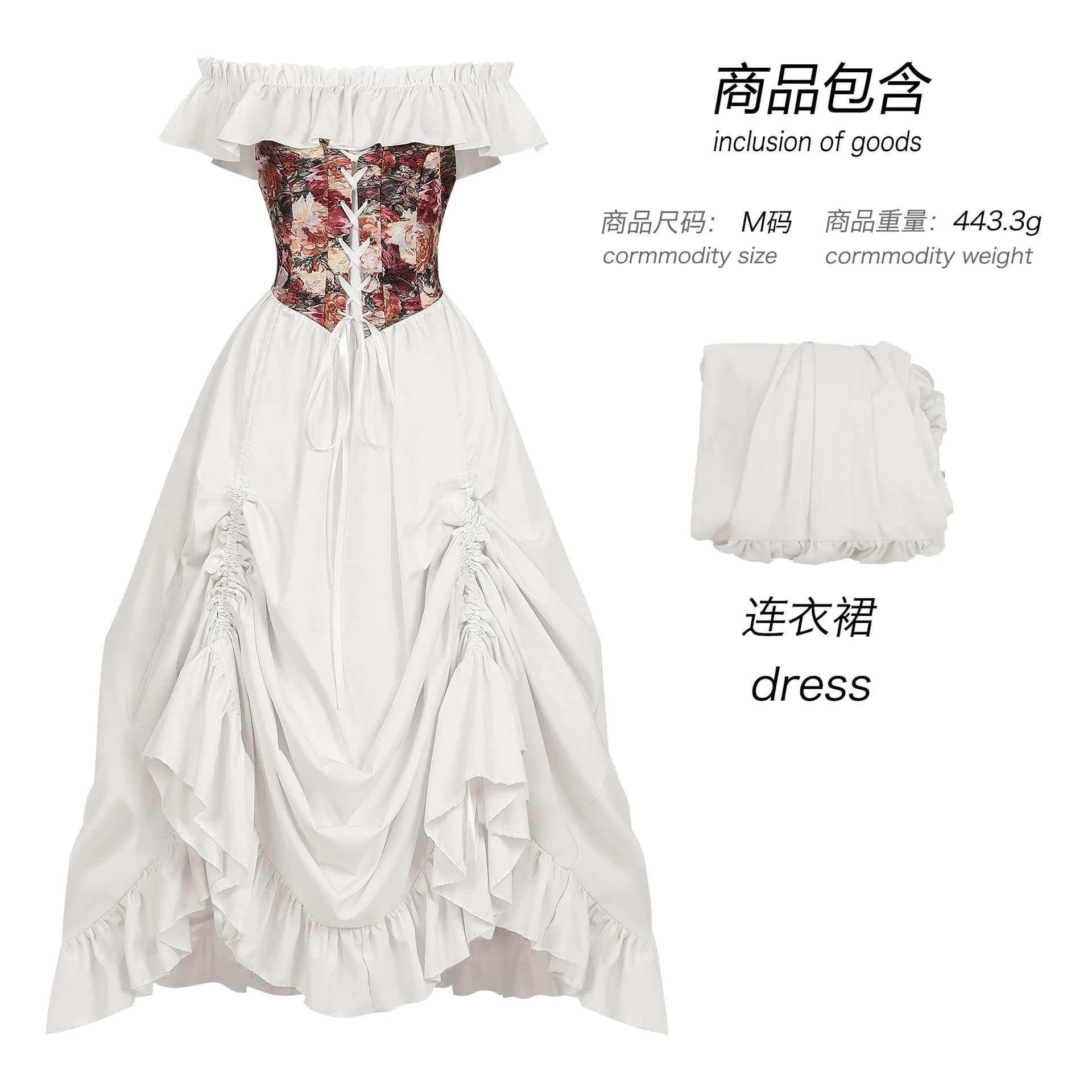 Robe Corset Médiévale Renaissance Épaules Dénudées Femme Élégante Corset Floral Vintage Gothique Vic