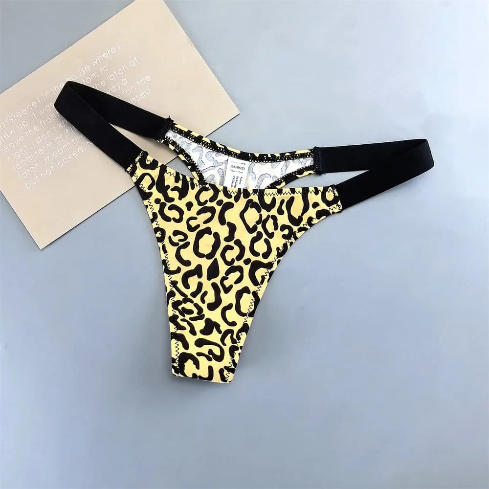 String en coton imprimé léopard/zèbre pour femmes, sous-vêtements séduisants, taille haute élastique