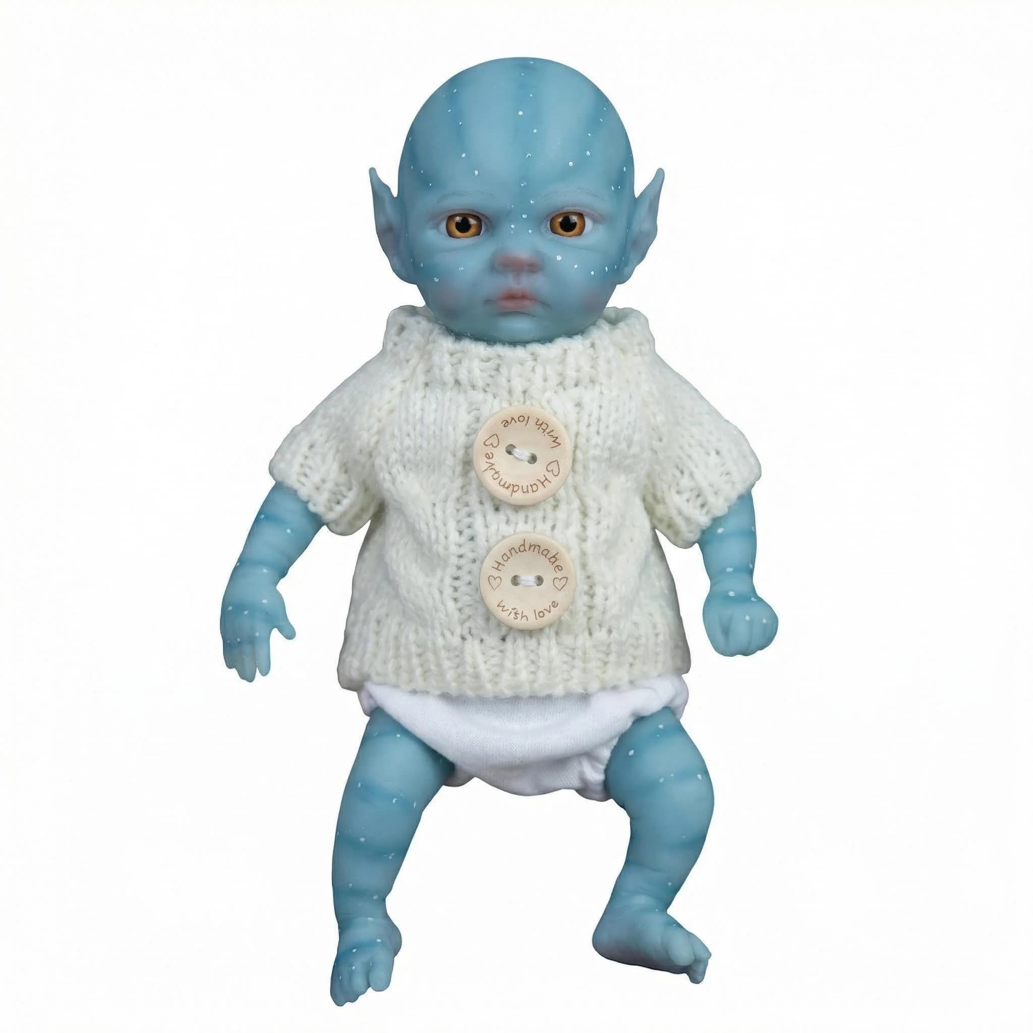 Poupée Bébé en Silicone NPK 8 pouces, Souple et Élastique, en Silicone Platine, Oreilles de Fée Lumi