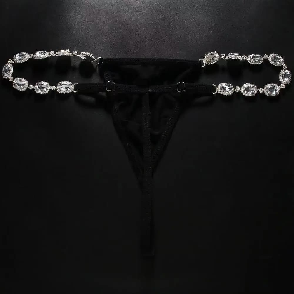 String de luxe en strass pour femmes, sous-vêtement bikini, tissu Sexy, culotte tanga, accessoires, 