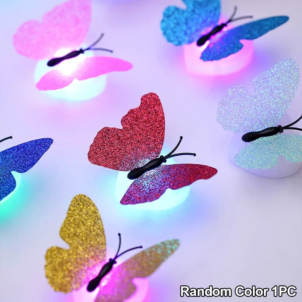 Double couche papillon veilleuses créatives colorées lumineuses papillon lumières éclairage coller L