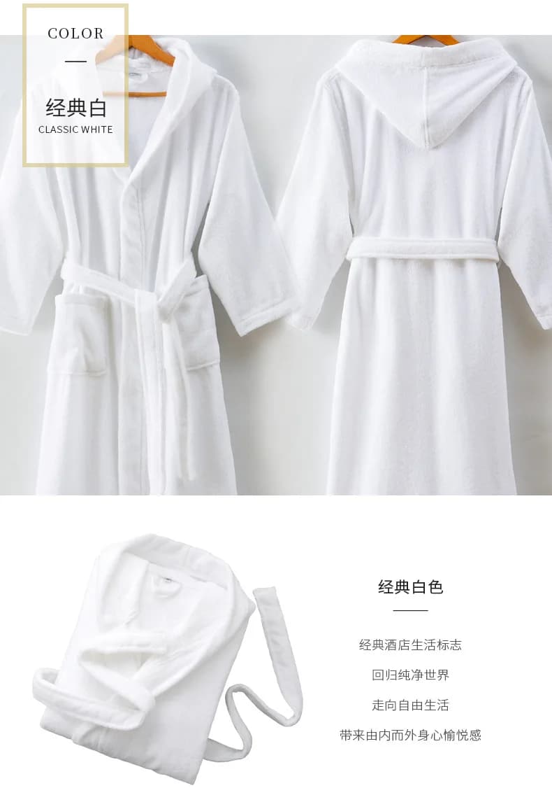 Peignoirs chauds d'hiver pour femmes, 100% coton, longueur, Robe Kimono, à capuche, allongé
