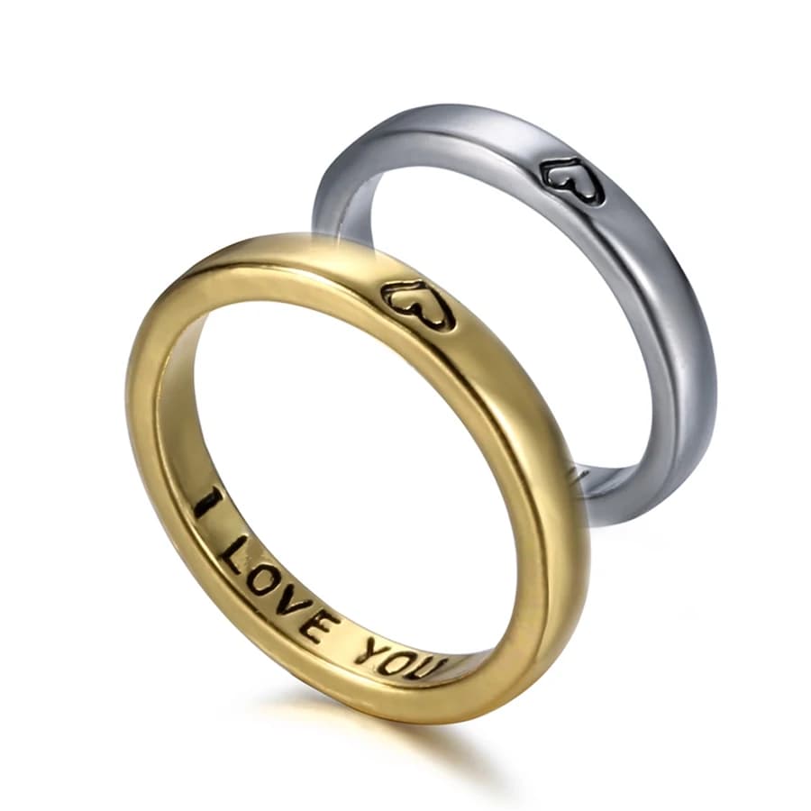 J'aime lettre coeur symbole Couple anneaux pour femme hommes Simple couleur argent anneaux amitié am