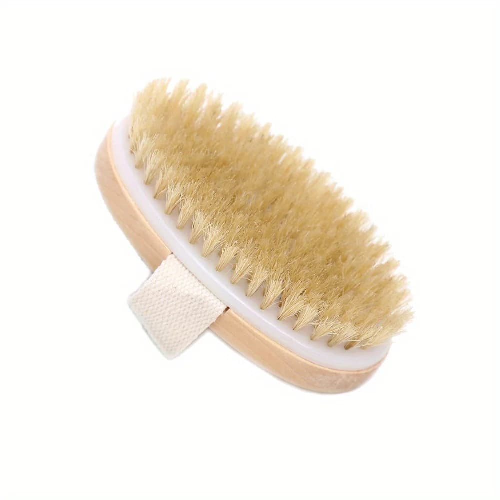 Brosse corporelle à poils en bois naturel, masseur sec et humide doux pour un nettoyage en profondeu
