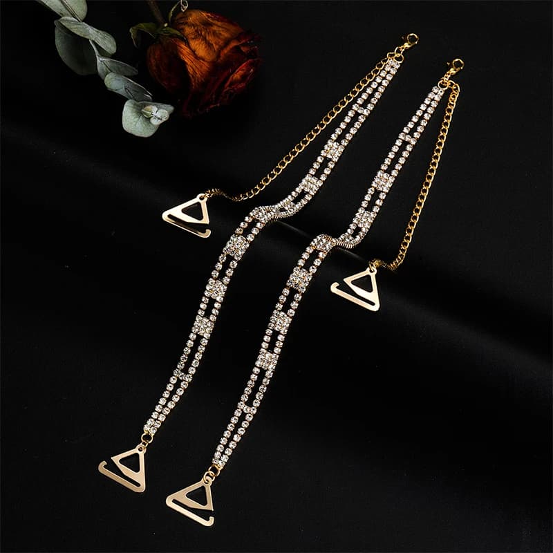 Soutien-gorge en strass, 2 pièces, bretelles, haut, bijoux pour femmes, bretelles antidérapantes, ac