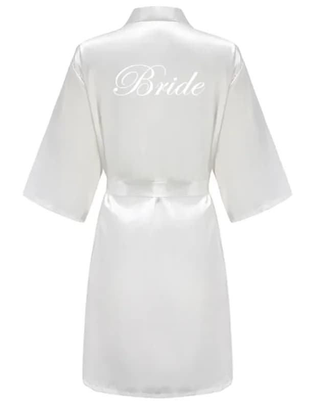 Robe de mariée d'équipe de fête de mariage avec lettres noires, pyjama Kimono en Satin, peignoir de 