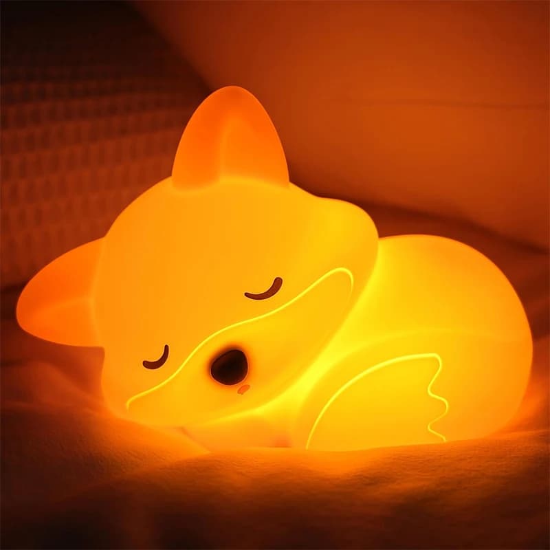 Veilleuse en forme de renard, Rechargeable, Squishy, variable, nouveauté LED, jouet Animal, trucs mi