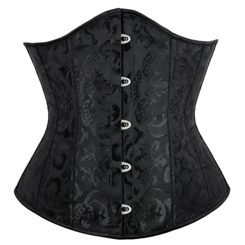 Femmes Vintage Corset Jacquard sous le buste haut Satin taille Cincher Sexy gothique entraînement Co
