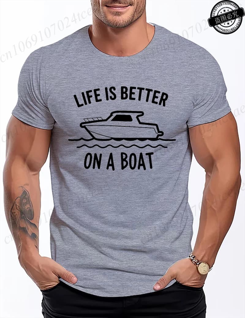 T-shirt « La vie est meilleure sur un bateau » pour femmes et hommes, t-shirt décontracté amusant, t