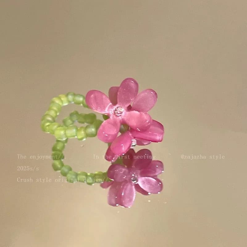 Bague romantique en forme de fleur violette, nouvelle collection printemps été, anneaux élastiques e