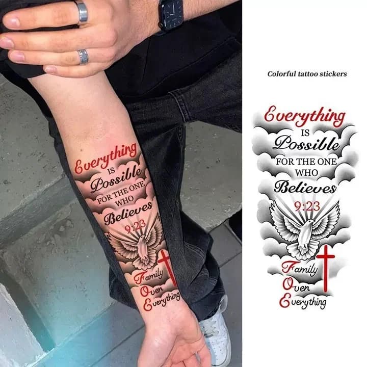 Tout ce qui est possible tatouages temporaires lettre d'incitation imperméable faux Tatoo autocollan