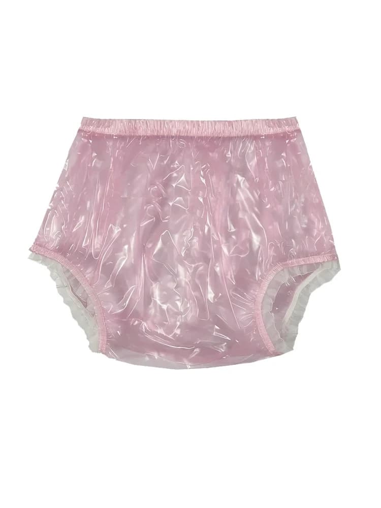 Pantalon en plastique à enfiler pour Incontinence adulte, couvre-couche en dentelle PVC transparente