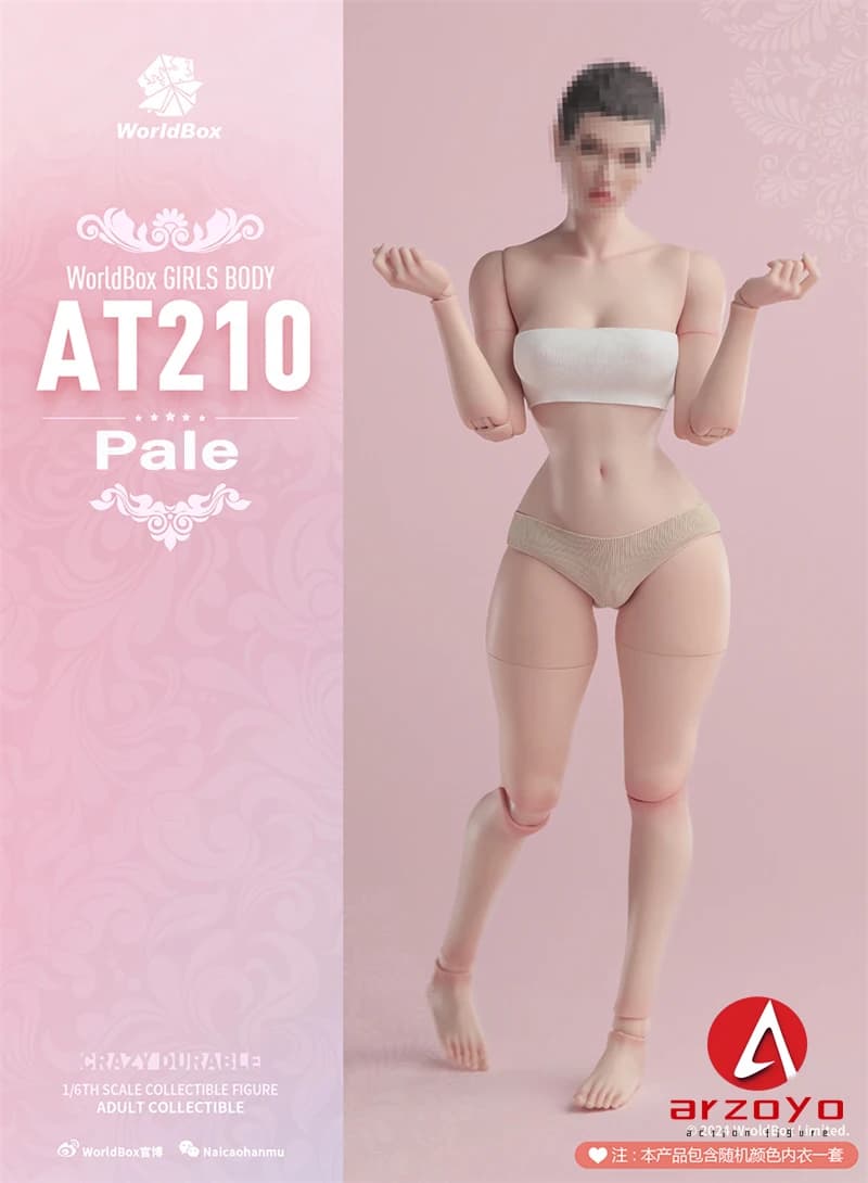 Worldbox AT210 Corps féminin 1/6 avec taille fine, buste D Cup et sous-vêtements, couleur chair clai