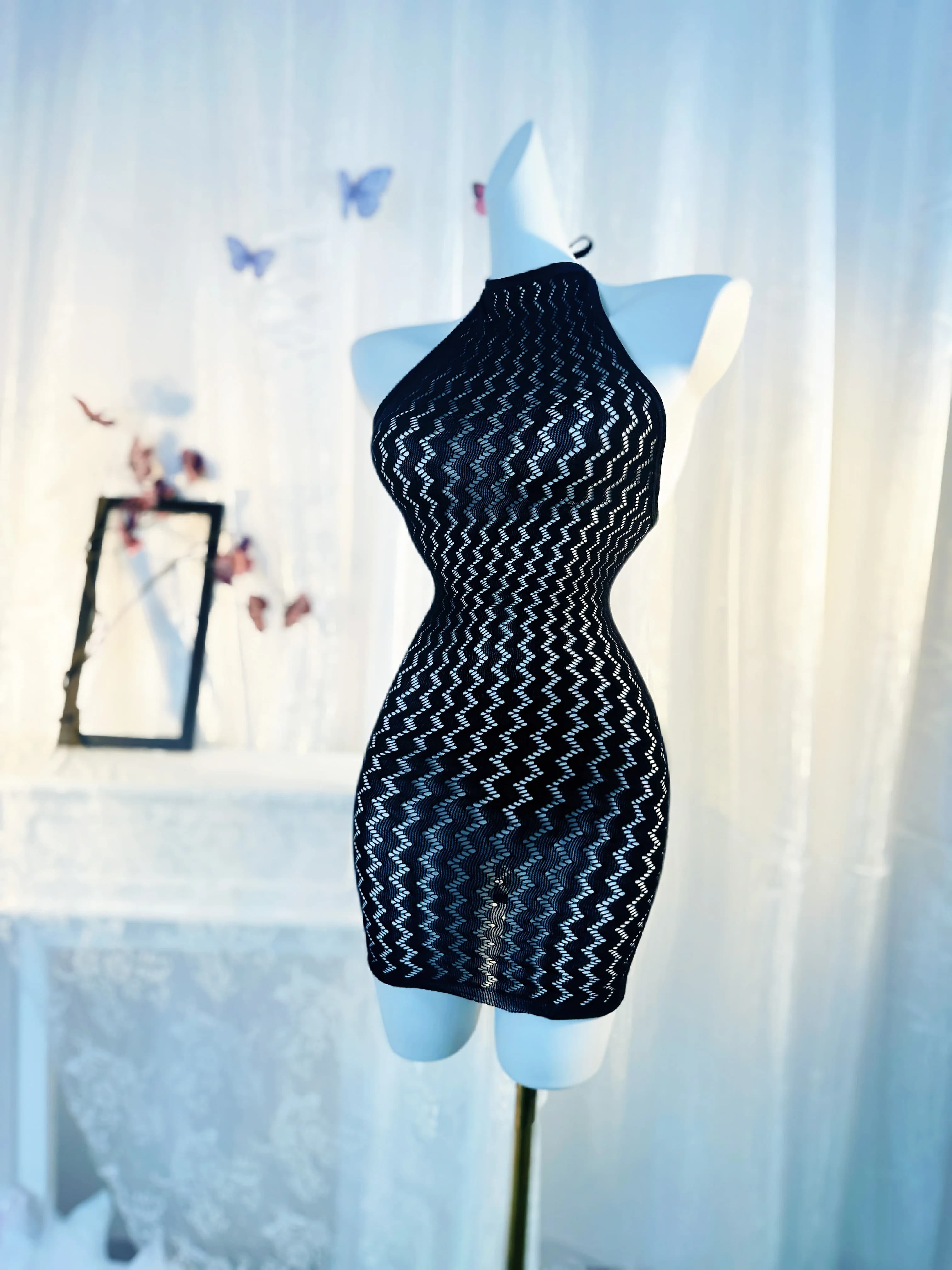 Femmes Sexy résille couvrir sans Bikini évider robe moulante voir à travers les maillots de bain été